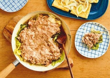 フライパンでつくる「ジャンボシューマイ」献立。ボリューム満点で食感も楽しい