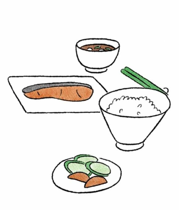 イラスト鮭ご飯