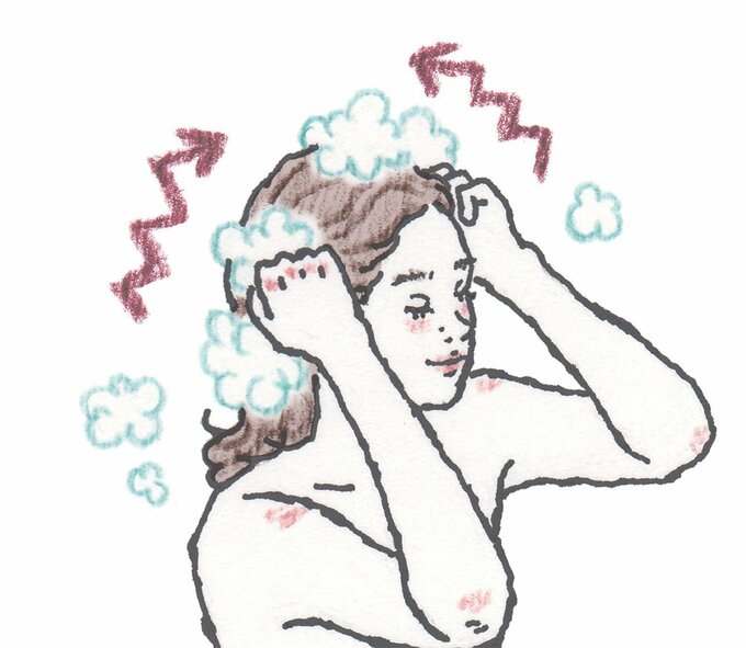 グーでジグザクに洗う