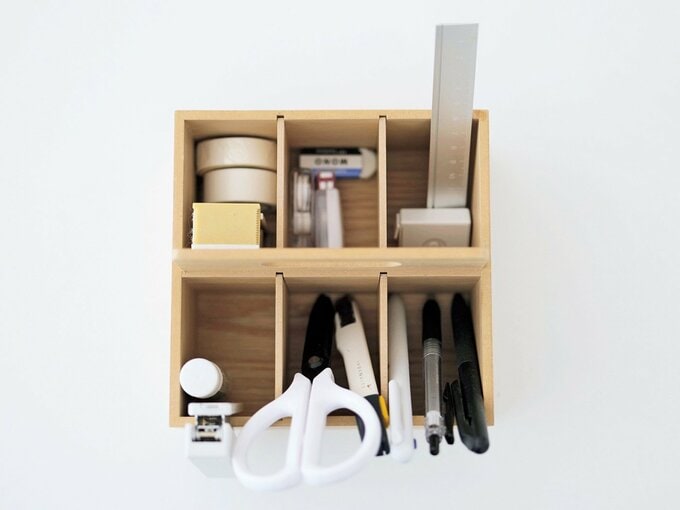 収納された文房具類