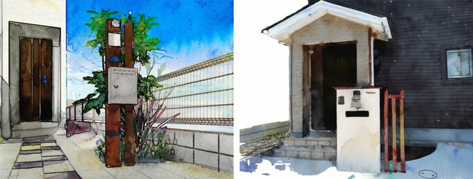 既製品の機能門柱と造作の門柱