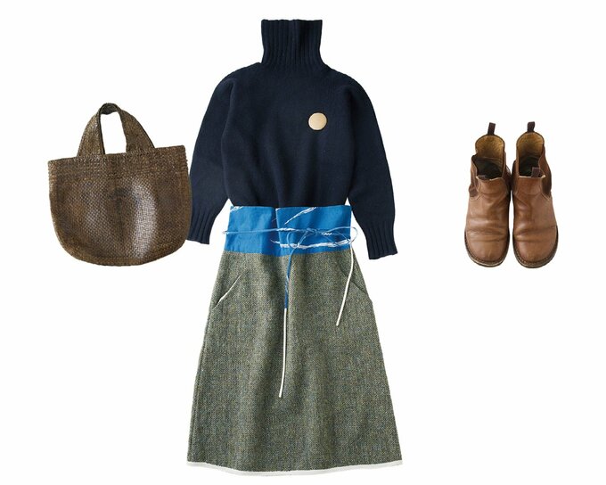 60代の冬のスカートコーデ