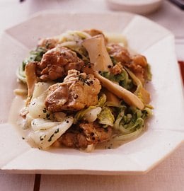 白菜と鶏肉のニンニク風味蒸し