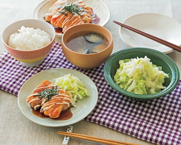 照りマヨチキンとご飯副菜