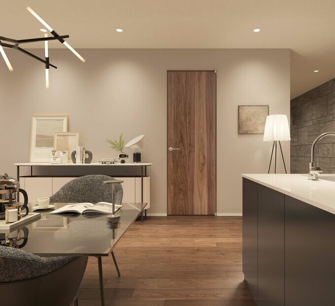 シックで落ち着いた色合いと表情豊かな木目