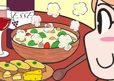 冬の定番あったかシチュー…なにかが違う？5つ見つけたらエラい間違い探し