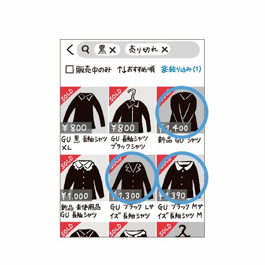 商品一覧画面のイラスト