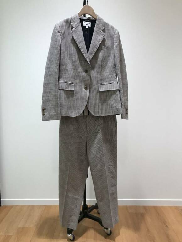 コットンチェックジャケットコーデ