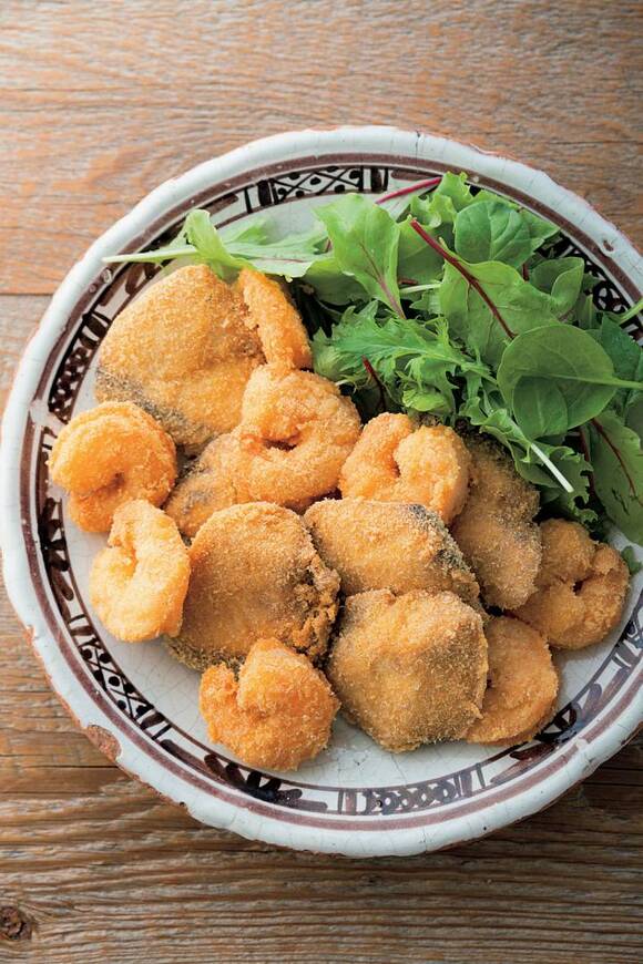 ブリとエビのおからパウダーフライ
