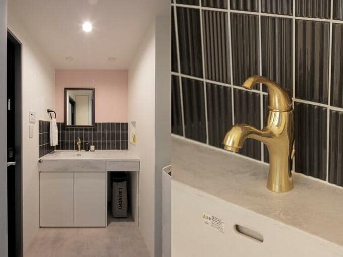 洗面室　リノベーション　蛇口　おしゃれ