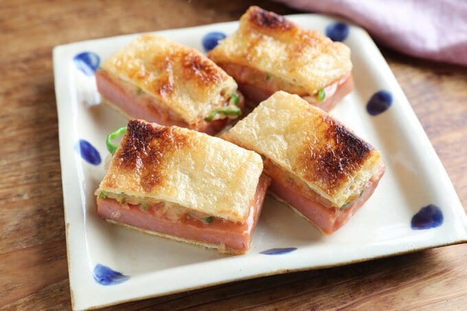 油揚げとスパムのサンド