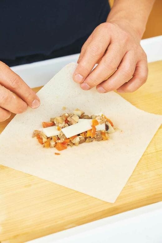 早春巻きの調理過程