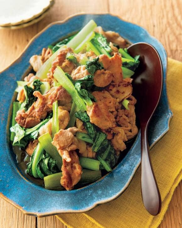 豚肉とコマツナの甘辛炒め