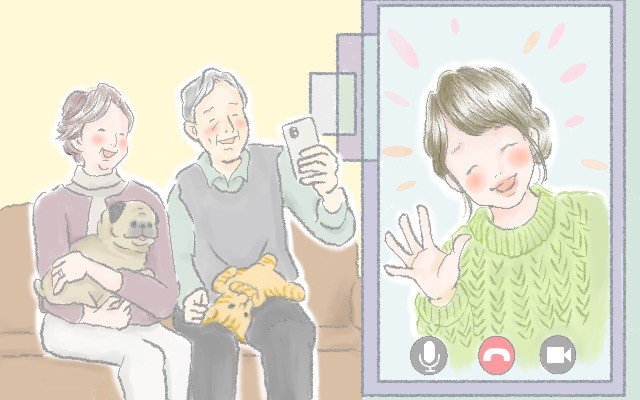 家族とテレビ電話