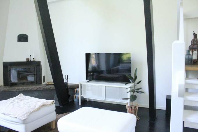 リビングに設置したモノトーンの家具の様子