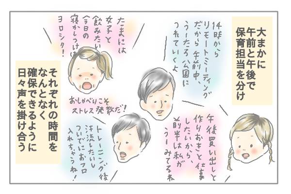 大まかに午前と午後で保育担当を分け