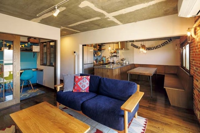 L字型ベンチを造作したダイニング