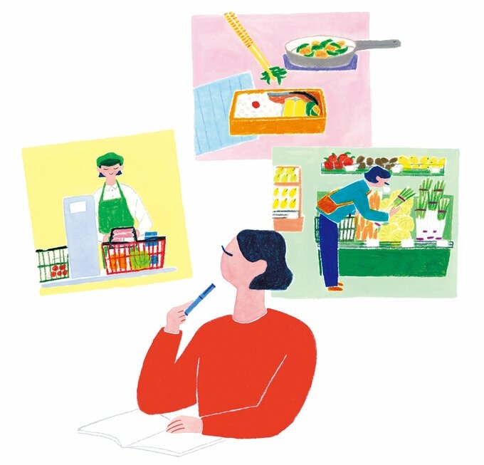 想像している女性のイラスト