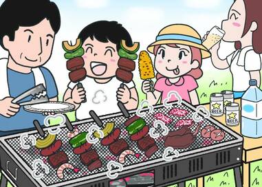 家族でバーベキュー…なにかが違う？5つ見つけたらエラい間違い探し