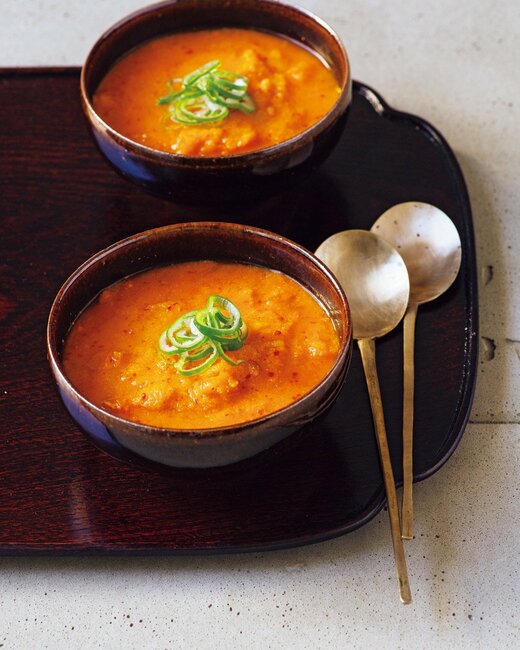 キムチと干しエビのおからスープ