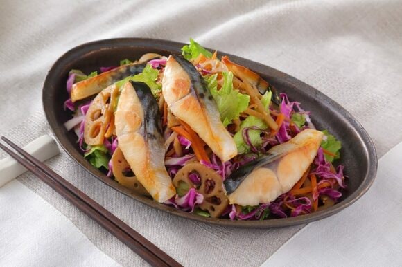 ノルウェー塩さばとピリ辛きんぴらのおかずサラダ