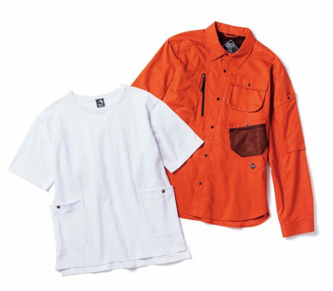 白Tとオレンジシャツ