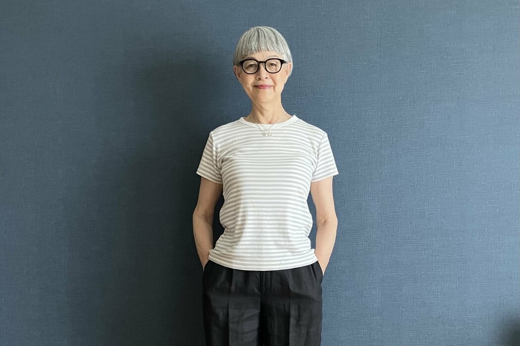 70歳の「無印良品のボーダーTシャツ」コーデ2つ。小さめシルエットが好バランス