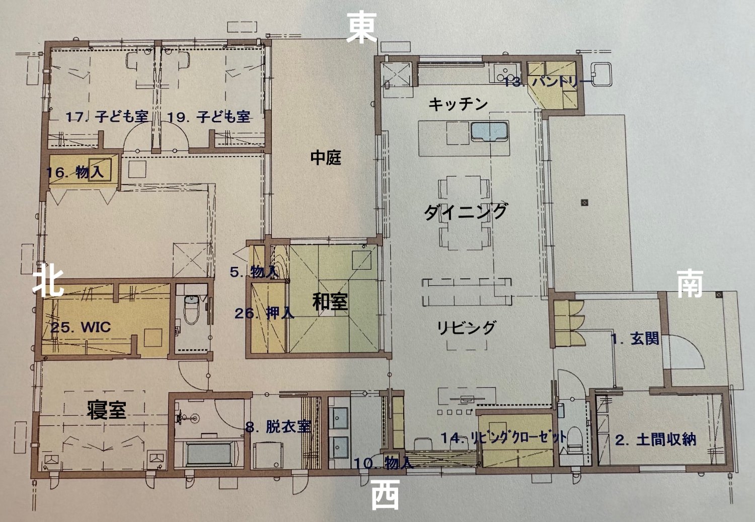 平屋間取り コ の 字 – 中庭のある平屋間取り図 – EZKDTS