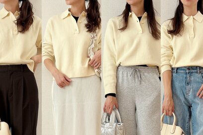 アラフォーの「ユニクロ」のポロセーターコーデ5選。春まで着られて大活躍間違いなし