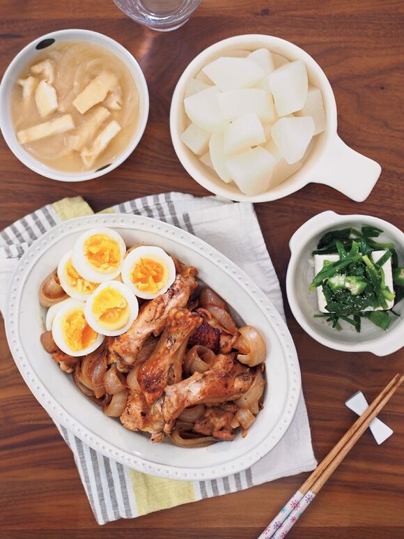 鶏手羽元とゆで卵のおかず