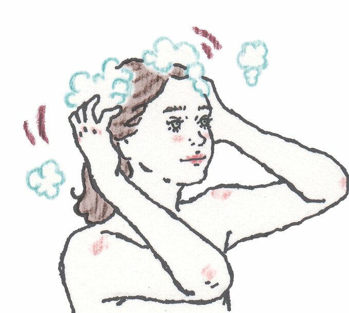 泡立たせてシャンプー