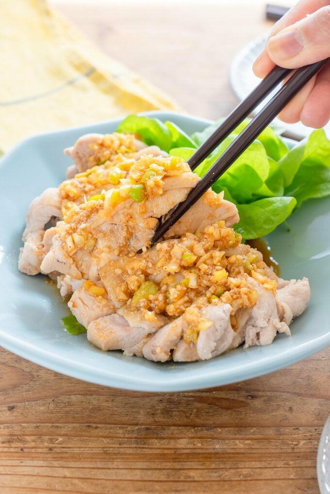 ゆで鶏のごまネギソースがけ 完成