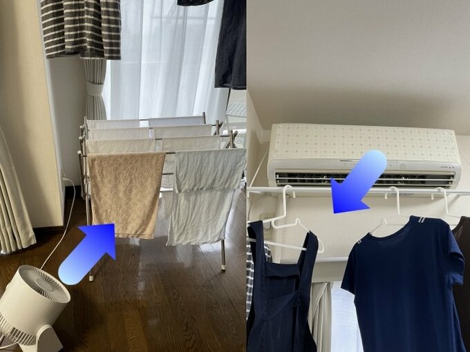 サーキュレーターで床から上に向けて風を送る