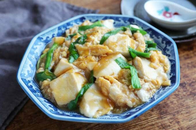 ニラ玉豆腐