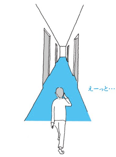左右に部屋が並んだ廊下のイメージ