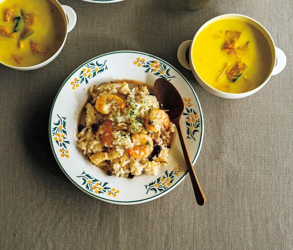 洋風キノコのシーフードピラフ