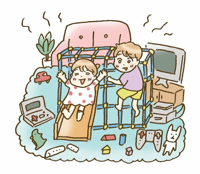 子どもがジャングルジムで遊ぶイラスト