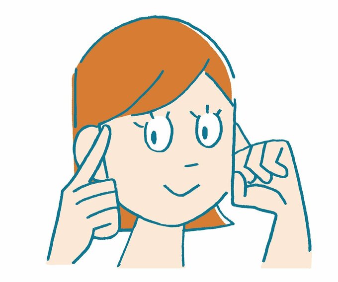 唾液を出すツボを指で押すイラスト