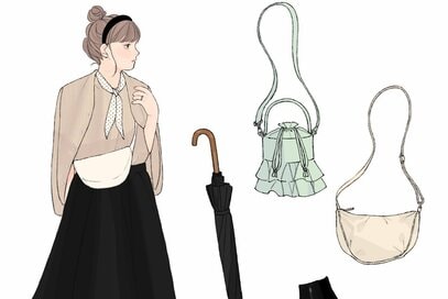 アラフォー世代の「黒のフレアスカート」の着回し。お腹周りも隠せて雨の日も使える