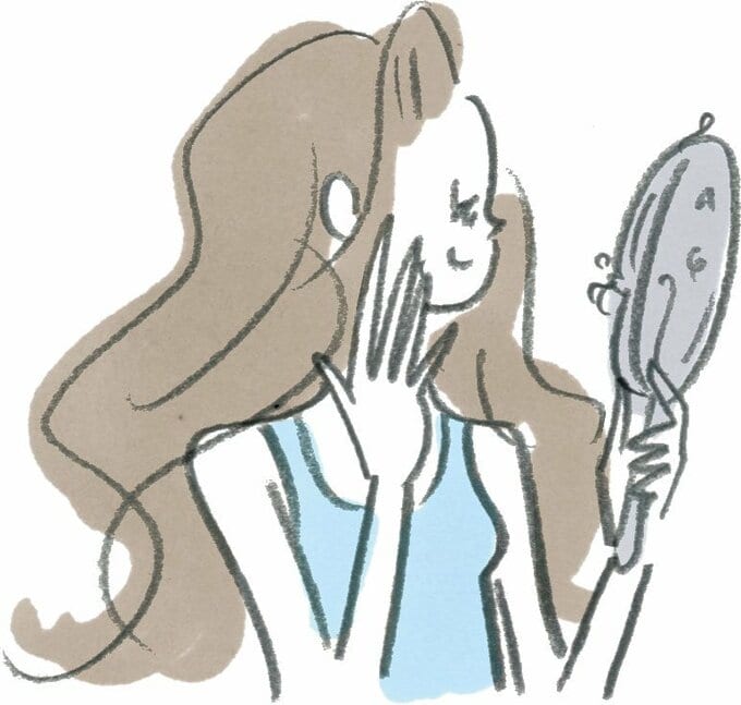イラスト鏡女性