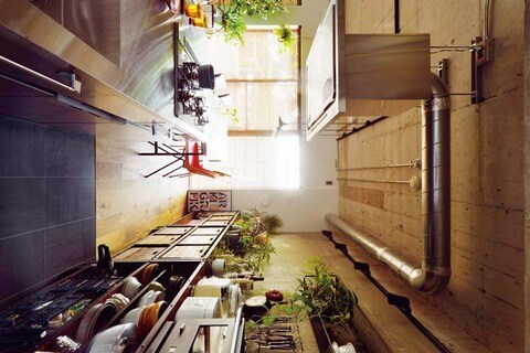 オールステンレスのアイルランドキッチン