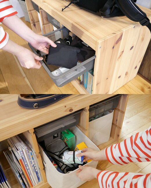 エコバッグをしまう様子