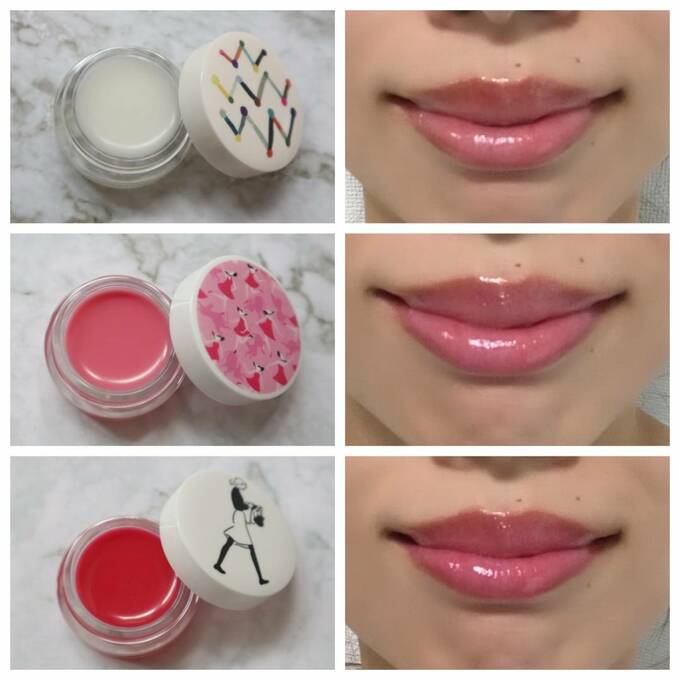 唇に塗った様子