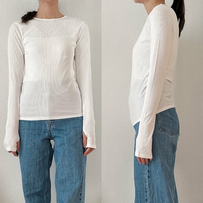 スタイルヒートリブロングスリーブT着用