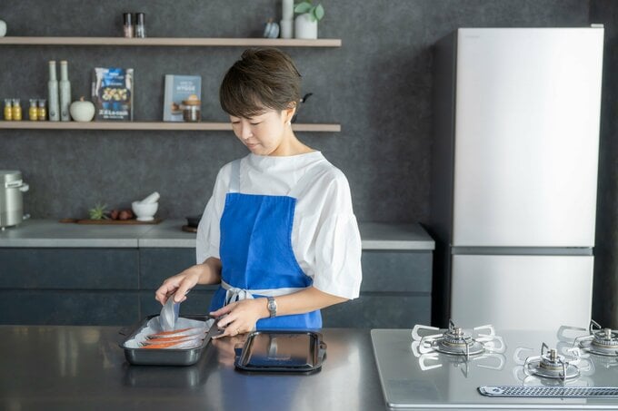グリル料理をしている様子