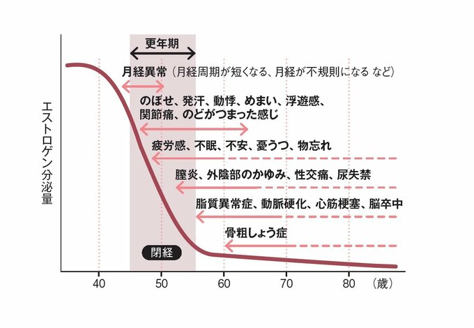 エストロゲンの減少によって生じる諸症状