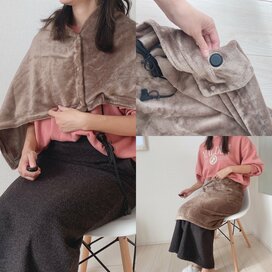 無印良品の「洗える電気毛布」。USBにつないで、デスクワークでも屋外でも