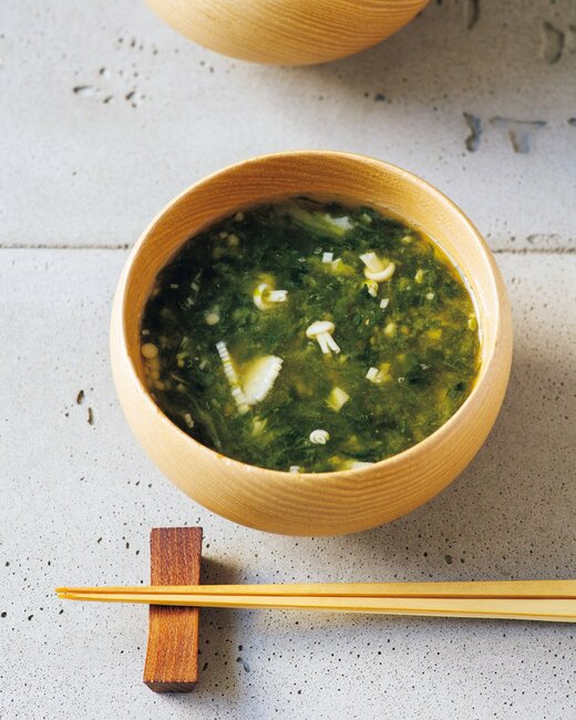 エノキとアオサのみそ汁