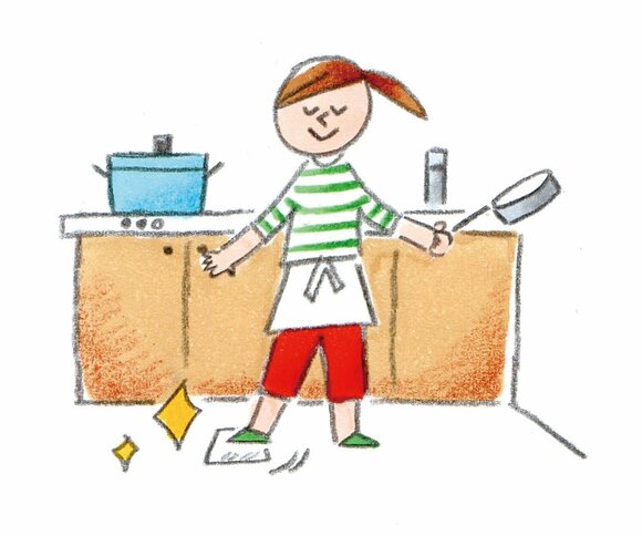 足を使ってぞうきんでふいておしまい