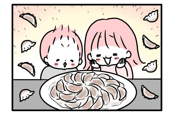 ギョーザと子ども2人